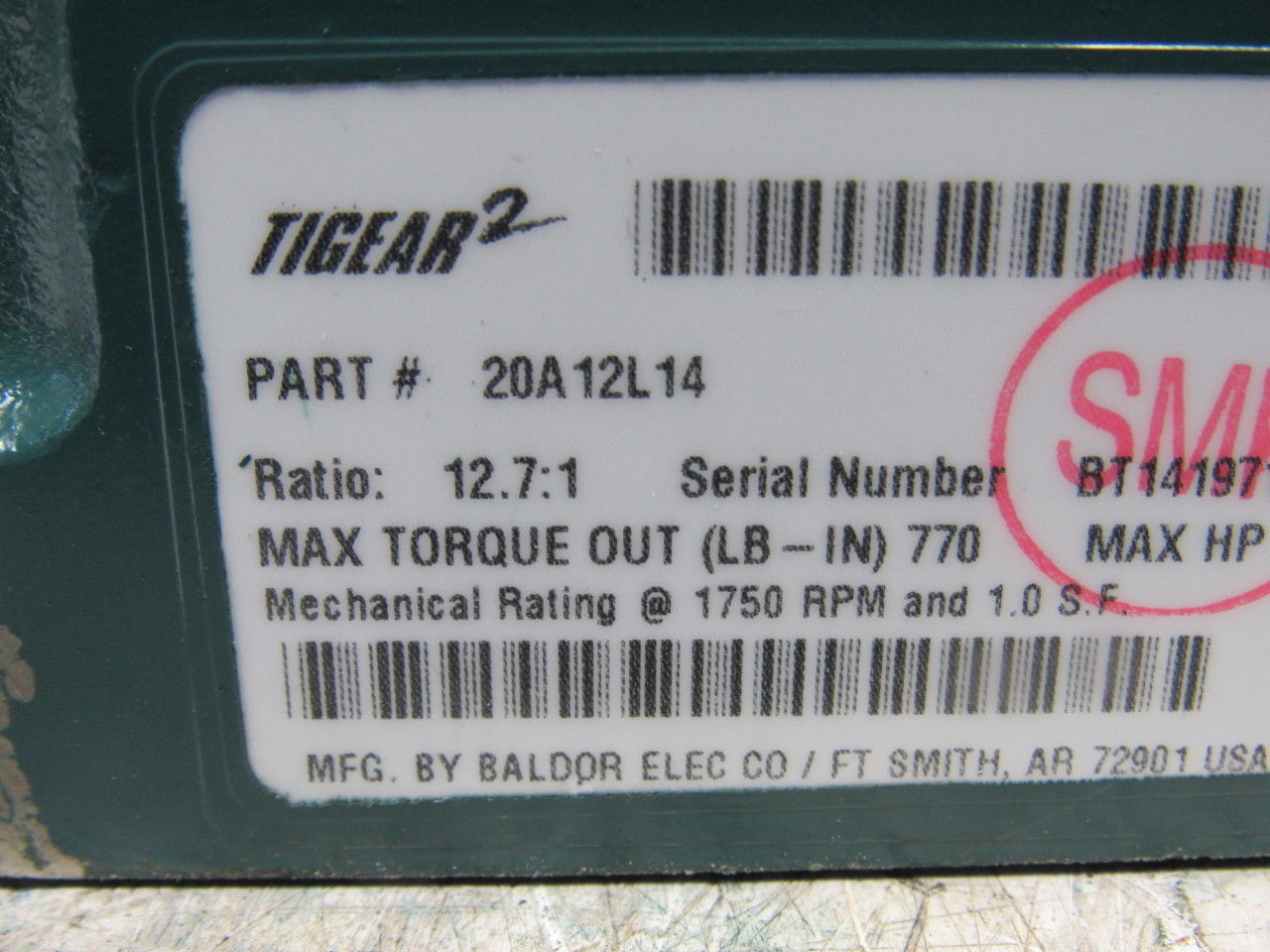 Dodge 20A12L14 12.7:1 Ratio 1750RPM 1.92Hp Input 145RPM LH Output Gear Reducer