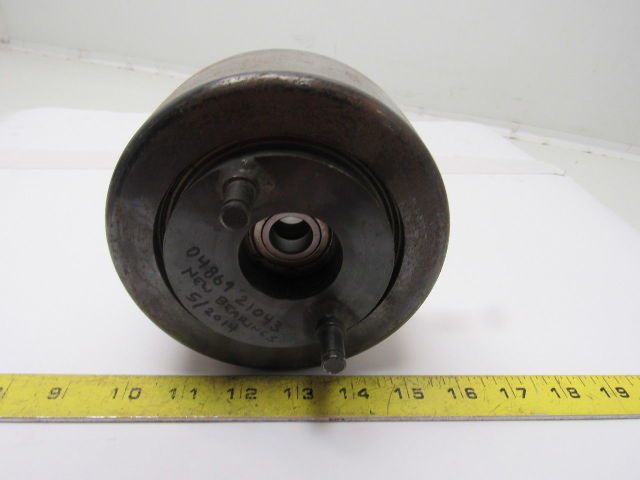 Dematic 5-1/2" x 2-1/4" Crowned Face End Pully W/ Cam  Attachment 5/8" Bore