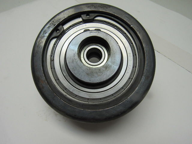 Dematic 5-1/2" x 2-1/4" Crowned Face End Pully W/ Cam  Attachment 5/8" Bore