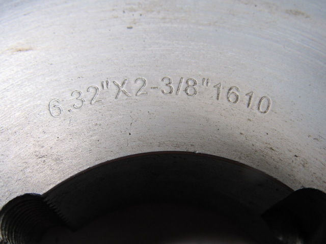 6.32" x 2-3/8" Wide Crowned Face Drive Pulley 1610 Bushing Bore