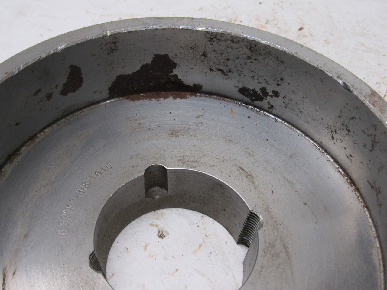6.32" x 2-3/8" Wide Crowned Face Drive Pulley 1610 Bushing Bore