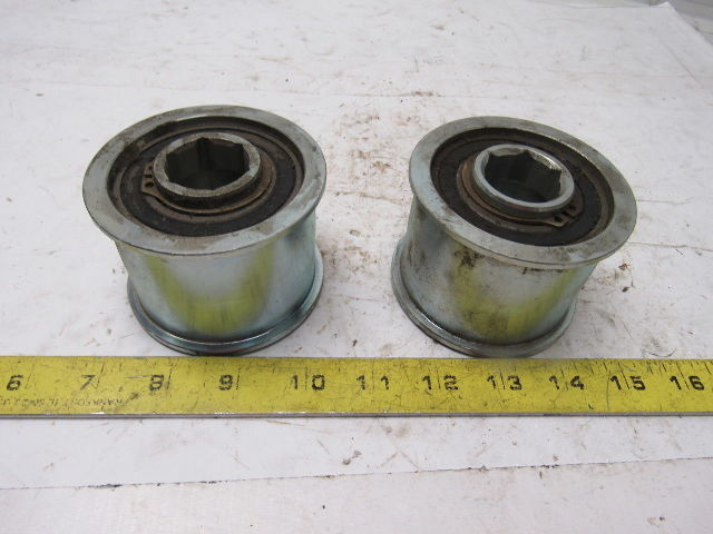 3" OD Snubber Roller 2" Wide Belt 1-1/8" Hex Bore Lot Of 2