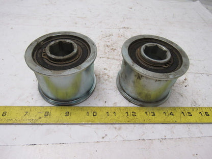 3" OD Snubber Roller 2" Wide Belt 1-1/8" Hex Bore Lot Of 2