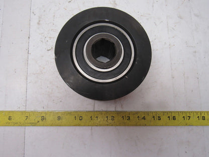 Dematic 4-13/16" OD x 2-5/8" Crowned Face End Roller 1-1/16" Hex Bore