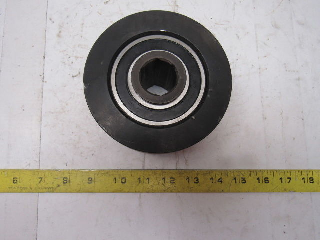 Dematic 4-13/16" OD x 2-5/8" Crowned Face End Roller 1-1/16" Hex Bore