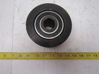 Dematic 4-13/16" OD x 2-5/8" Crowned Face End Roller 1-1/16" Hex Bore