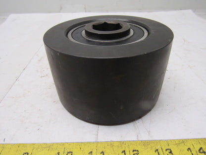 Dematic 4-13/16" OD x 2-5/8" Crowned Face End Roller 1-1/16" Hex Bore