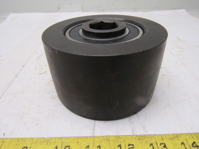 Dematic 4-13/16" OD x 2-5/8" Crowned Face End Roller 1-1/16" Hex Bore