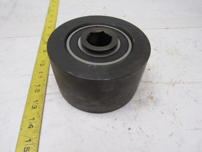 Dematic 4-13/16" OD x 2-5/8" Crowned Face End Roller 1-1/16" Hex Bore