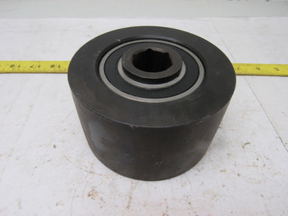 Dematic 4-13/16" OD x 2-5/8" Crowned Face End Roller 1-1/16" Hex Bore