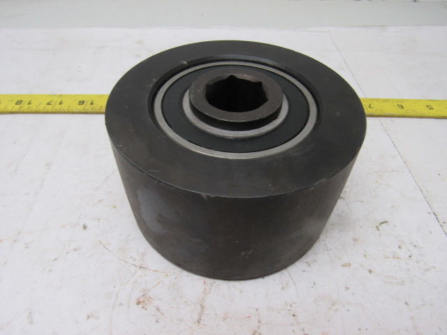 Dematic 4-13/16" OD x 2-5/8" Crowned Face End Roller 1-1/16" Hex Bore