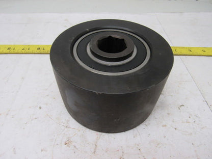 Dematic 4-13/16" OD x 2-5/8" Crowned Face End Roller 1-1/16" Hex Bore