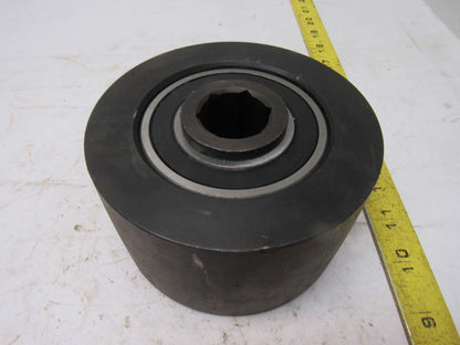 Dematic 4-13/16" OD x 2-5/8" Crowned Face End Roller 1-1/16" Hex Bore
