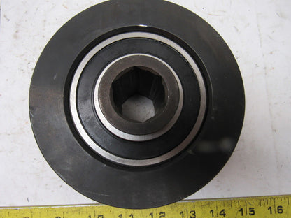 Dematic 4-13/16" OD x 2-5/8" Crowned Face End Roller 1-1/16" Hex Bore