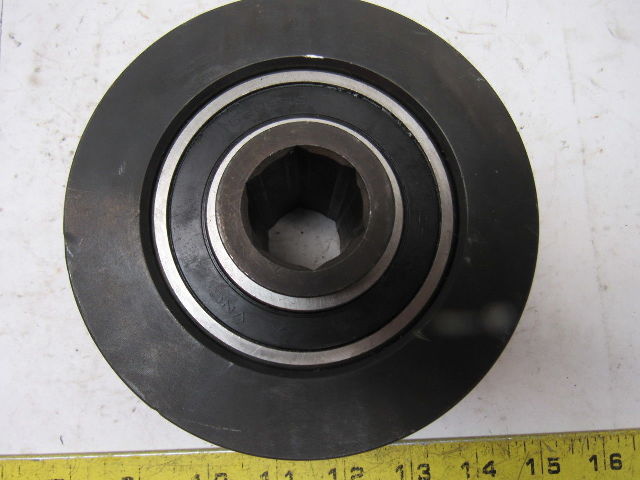 Dematic 4-13/16" OD x 2-5/8" Crowned Face End Roller 1-1/16" Hex Bore