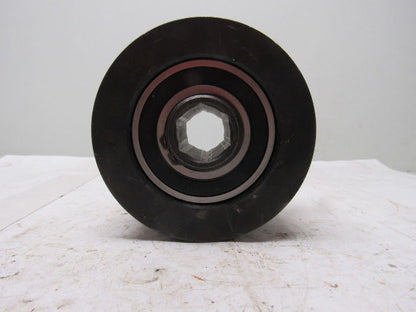 Dematic 4-13/16" OD x 2-5/8" Crowned Face End Roller 1-1/16" Hex Bore