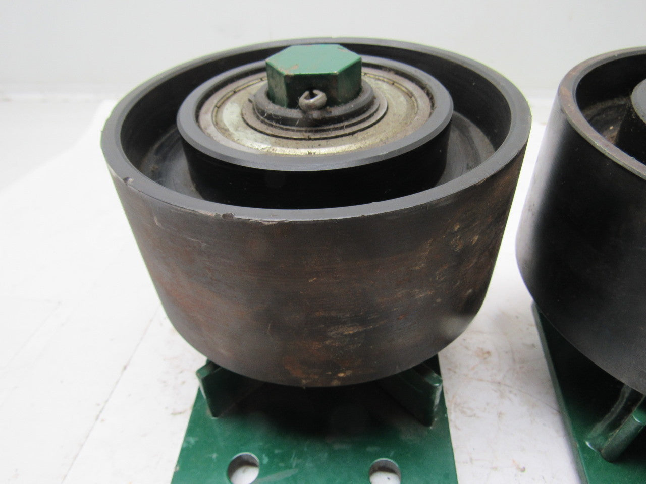 Dematic 5-1/2" x 2-5/8" Crowned Face End Roller 1-1/16" Hex Bore W/ Mount Lot/2