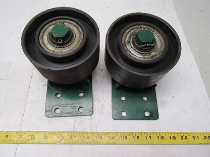 Dematic 5-1/2" x 2-5/8" Crowned Face End Roller 1-1/16" Hex Bore W/ Mount Lot/2