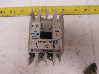 Cutler Hammer CE15BNS3AB Ser B1 3 Pole Open 600V 3Ph 7.5Hp MAX 120V Coil