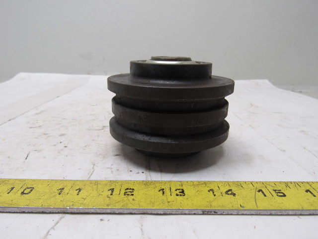 3.47" OD X 1-1/2"Wide Double Groove Self Tracking End Pulley 11/16" Hex Bore