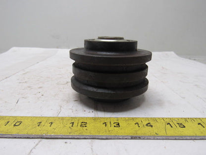 3.47" OD X 1-1/2"Wide Double Groove Self Tracking End Pulley 11/16" Hex Bore