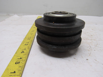 3.47" OD X 1-1/2"Wide Double Groove Self Tracking End Pulley 11/16" Hex Bore
