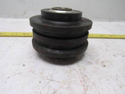 3.47" OD X 1-1/2"Wide Double Groove Self Tracking End Pulley 11/16" Hex Bore