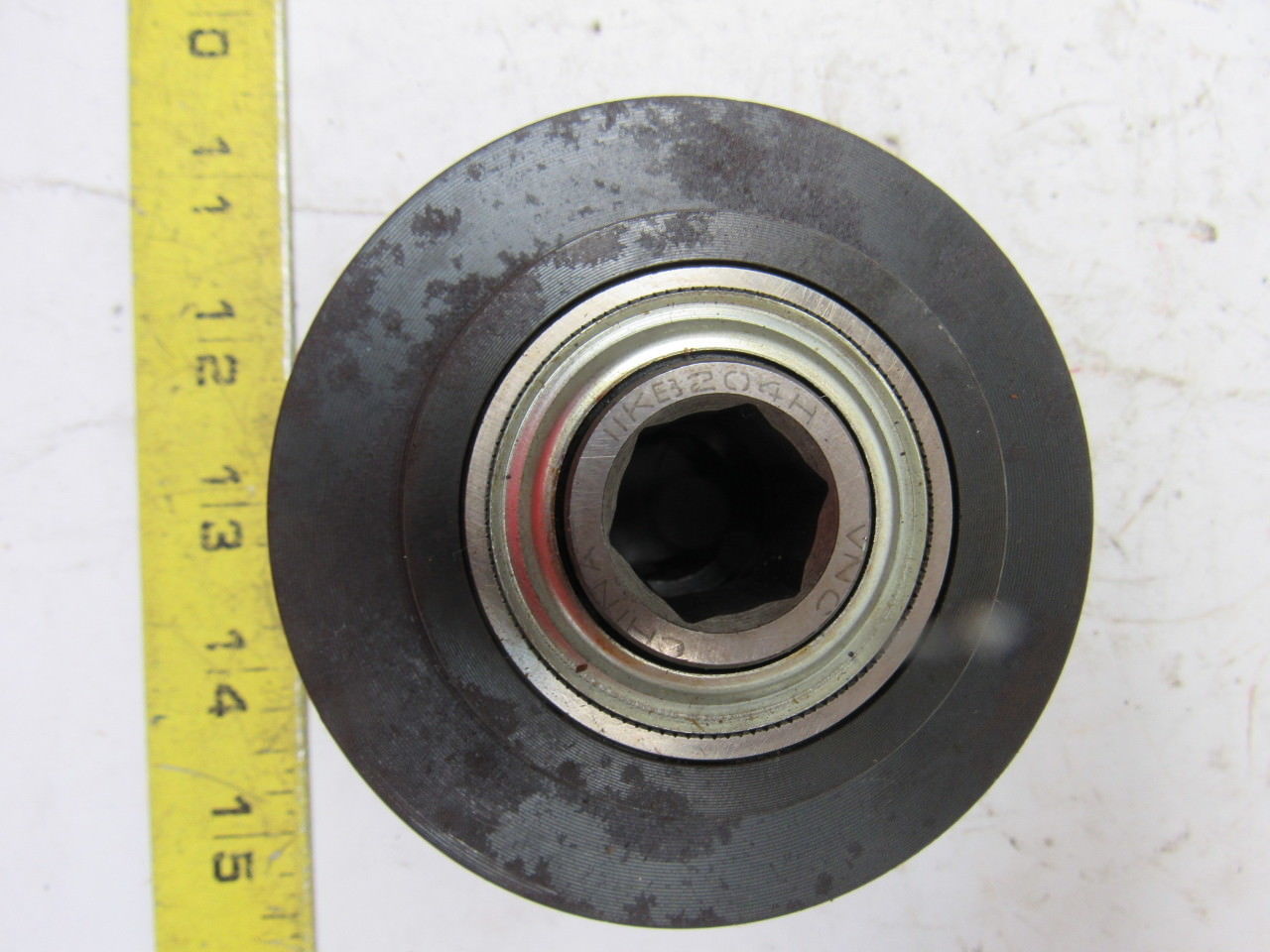 3.47" OD X 1-1/2"Wide Double Groove Self Tracking End Pulley 11/16" Hex Bore