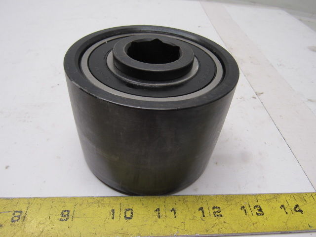 Dematic K040829AAA 3.75" OD Crowned Face End Roller 2-5/8" Wide 1-1/8" Hex Bore