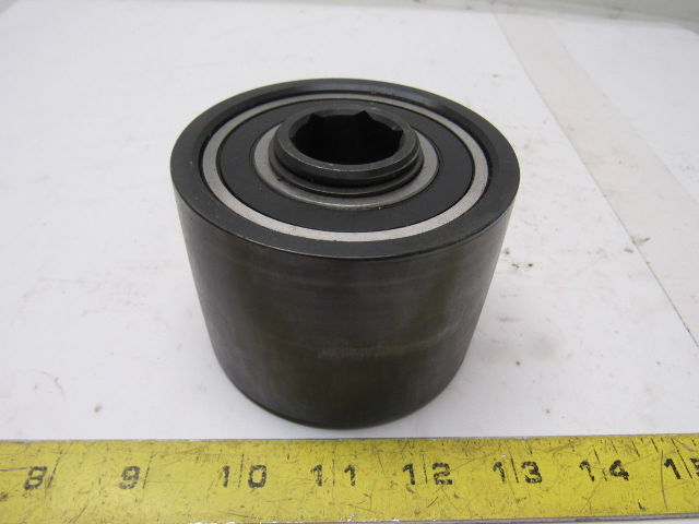 Dematic K040829AAA 3.75" OD Crowned Face End Roller 2-5/8" Wide 1-1/8" Hex Bore