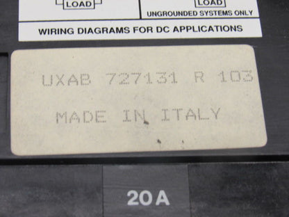 ABB UXAB 727131 R 103 3 Pole 20A Circuit Breaker 480VAC 500VDC W/Operator