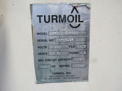 Turmoil OC-200 ILCTC Hydraulic Oil Refrigerated Chiller Cooling Unit 460V 3 Ph