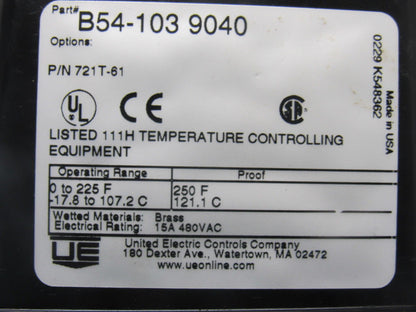 United Electric Controls 721T-81 Temperature Control