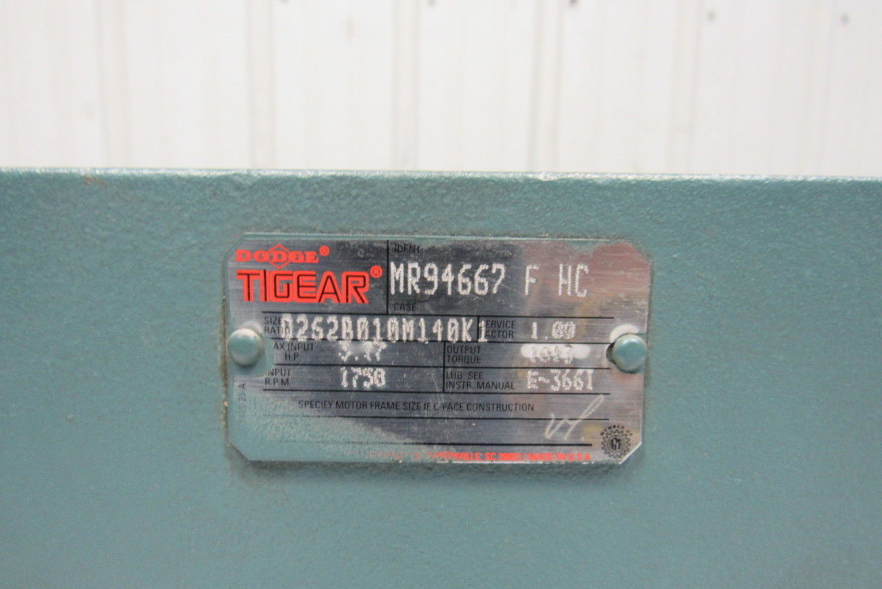 Dodge Q252B010M140K1 10:1 1750RPM 3.17Hp Input 175RPM LH Output Gear Reducer