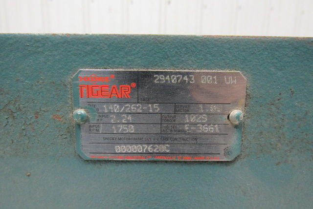 Dodge 140/262-15 15:1 Ratio 1750RPM 2.24Hp Input 117RPM RH Output Gear Reducer