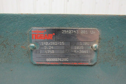 Dodge 140/262-15 15:1 Ratio 1750RPM 2.24Hp Input 117RPM RH Output Gear Reducer