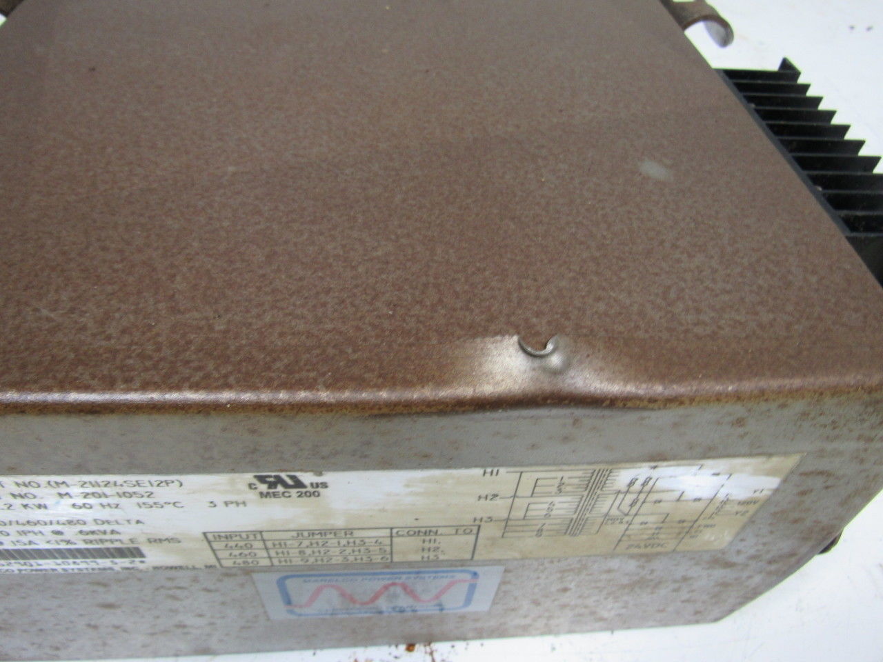 Marelco Power Systems M-201-1052 1.2KVA Transformer 480V Pri 120V/24VDC