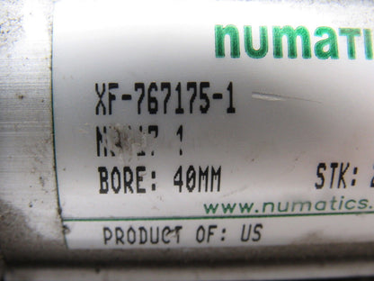 Numatics 40mm Bore 2-1/2" Stroke 1/8" Ports Double Ended Push/Pull Air Cylinder