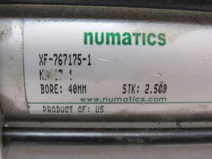 Numatics 40mm Bore 2-1/2" Stroke 1/8" Ports Double Ended Push/Pull Air Cylinder