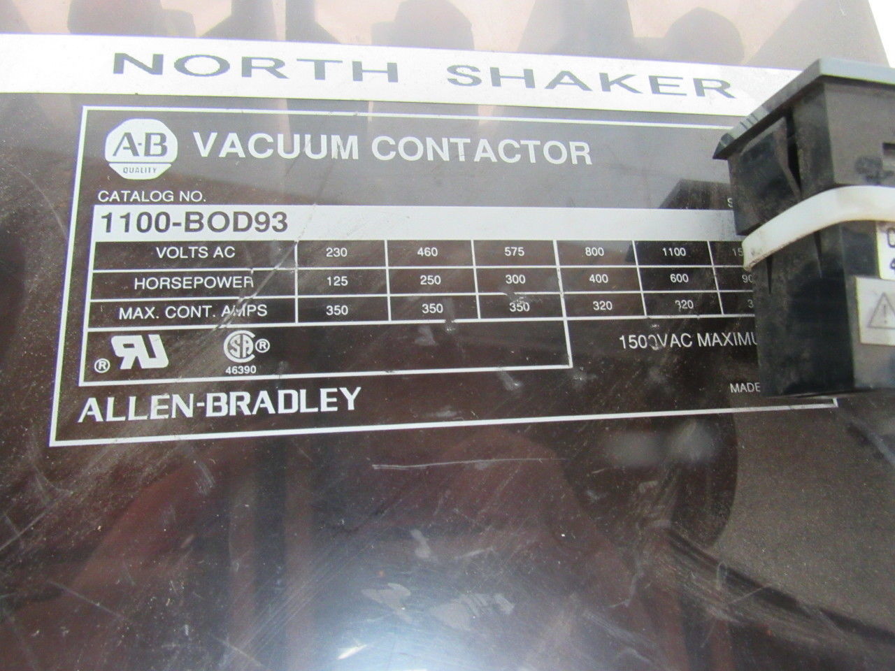 Allen Bradley 1100-BOD93 Series B 200Hp Vacuum Contactor 1500V Max