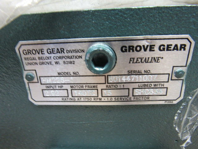 Grove HM226-1 15:1 Ratio 1750RPM 2.92Hp 117RPM Thru Shaft Output Gear Reducer