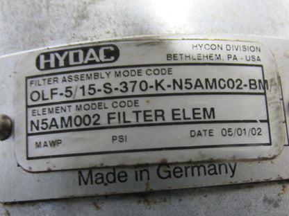 Hydac OLF-5-15-S-370-K-N5AM002-BM Fluid Conditioning Unit 115V 1Ph