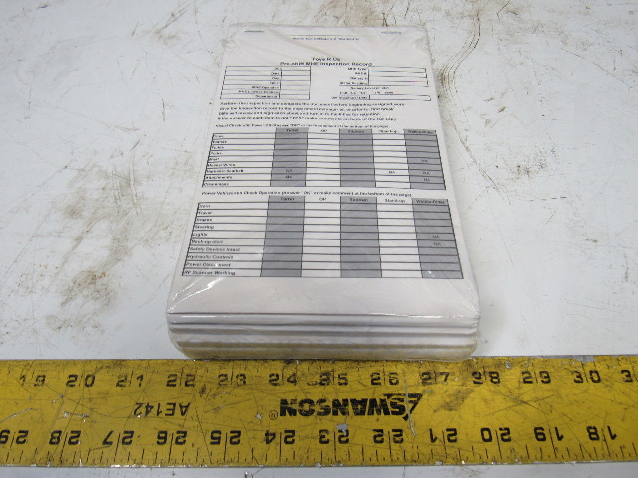 InfoProducts Pre-Shift MHE Lift Truck Inspection Report Tablets Lot Of 120