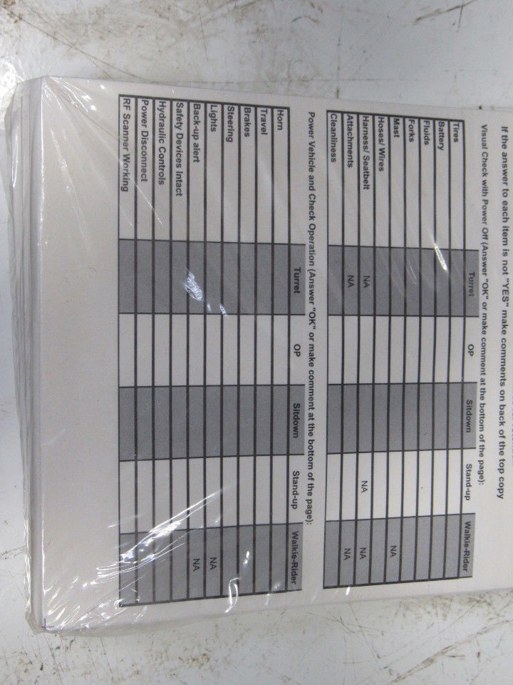 InfoProducts Pre-Shift MHE Lift Truck Inspection Report Tablets Lot Of 120