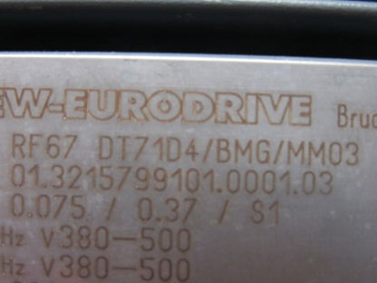 Sew Eurodrive RF67DT71D4/BMG/MM03 0.75KW Electric Motor 380-500V 50/60Hz