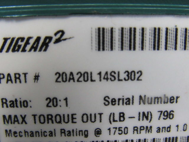 Dodge 20A20L14SL302 20:1 Ratio 1750RPM 1.34Hp Input 88RPM LH Output Gear Reducer