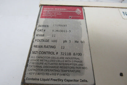 Myron Zucker KIM43011-3 Calmount Capacitor 11KVAR 480V 3Ph