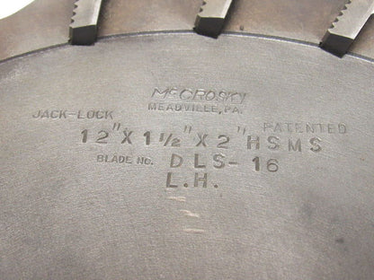 McCrosky DLS-16 LH Jack Lock 12" X 1-1/2" X 2" High Speed Cutter Left Hand