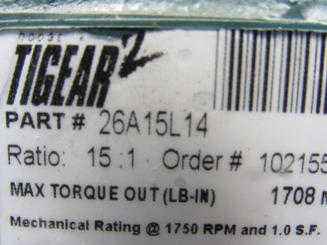 Dodge 26A15L14 15:1 Ratio 1750RPM 3.62Hp Input 117RPM LH Output Gearbox