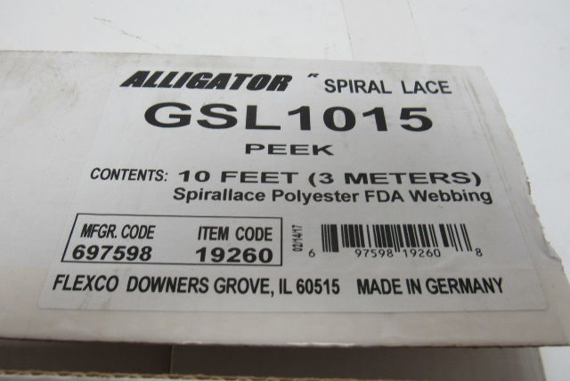 Flexco GSL1015 Alligator Spirallace Polyester Conveyor Belt Webbing FDA 10'